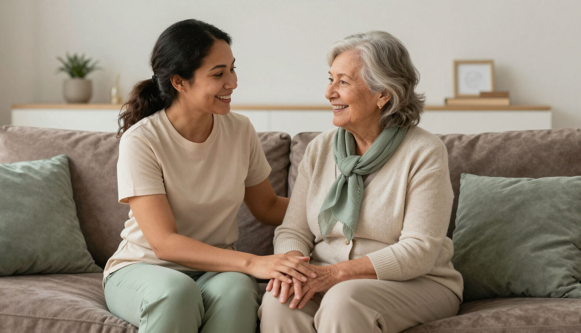 Bree Care caregiver sharing a quiet moment with an elderly woman at home in Maida Vale
